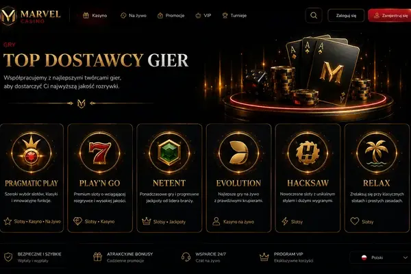 Marvel Casino top dostawcy gier i kategorie rozgrywki