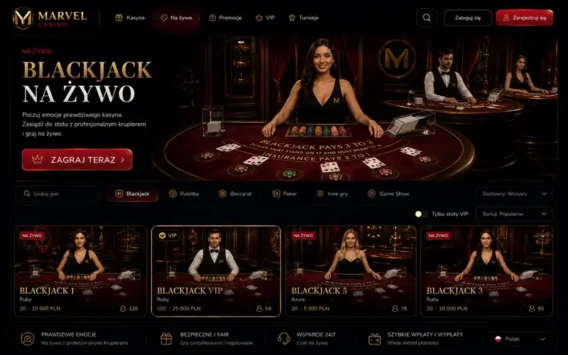 Marvel Casino baccarat na żywo i game show w lobby live